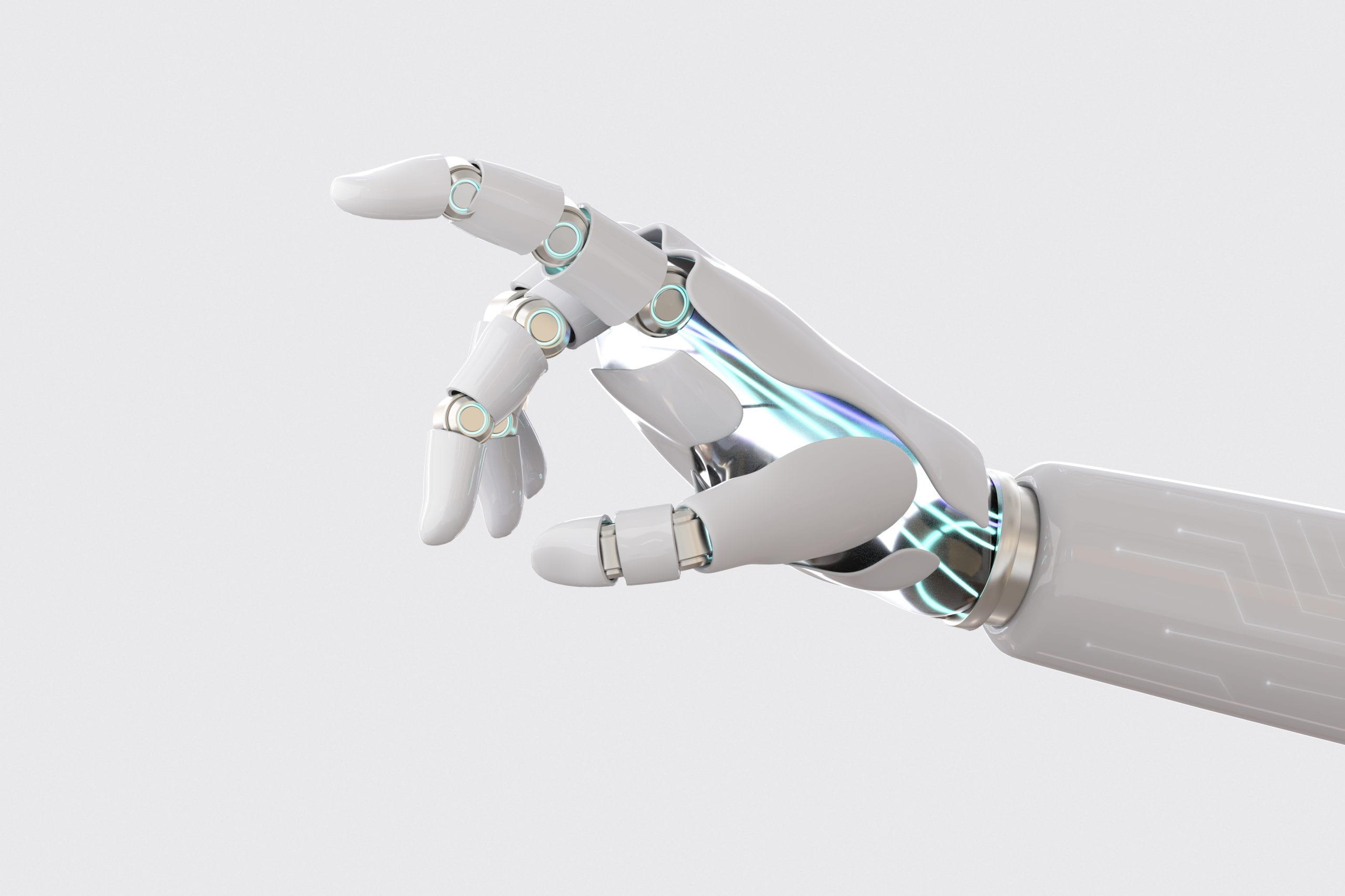 Cyborg hand finger background, technology of artificial intelligence